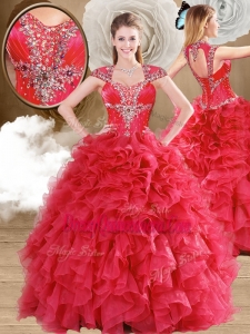 Gorgeous Beading and Ruffles Quinceanera Gowns in Red