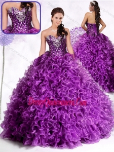 2016 Gorgeous Ball Gown Sweetheart Ruffles and Sequins Quinceanera Dresses