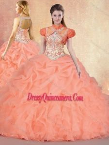 2016 Gorgeous Brush Train Sweet 16 Gowns with Ruffles and Pick Ups