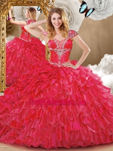 2016 Gorgeous Red Sweet 16 Dresses with Beading and Ruffles