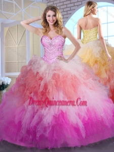 2016 Romantic Quinceanera Dresses with Beading and Ruffles