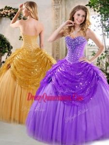 2016 Simple Ball Gown Beading and Paillette Quinceanera Dresses for Fall