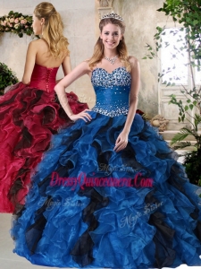 2016 Simple Ball Gown Multi Color Sweet 16 Dresses with Beading and Ruffles