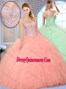 2016 Simple Ball Gown Quinceanera Dresses with Beading and Ruffles