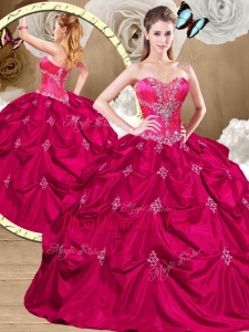 2016 Simple Hot Pink Sweet 16 Dresses with Appliques and Pick Ups