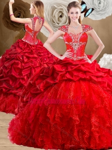 Gorgeous Red Sweet 16 Dresses with Beading and Pick Ups