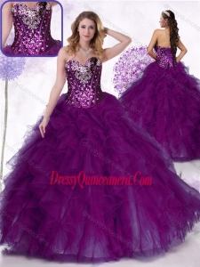 Inexpensive Ball Gown Quinceanera Dresses with Ruffles and Sequins