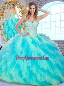 Simple Ball Gown Multi Color Sweet 16 Dresses with Beading and Ruffle