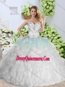 Simple Sweetheart White Quinceanera Gowns with Appliques and Ruffles