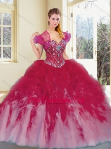 2016 Simple Multi Color Quinceanera Dresses with Beading and Ruffles