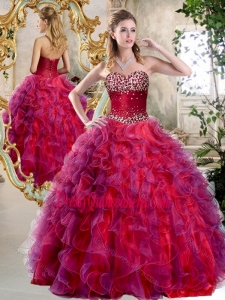 Simple A Line Sweetheart Beading and Ruffles Sweet 16 Dresses