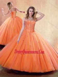 Simple Ball Gown Sweetheart Orange Quinceanera Dresses with Beading