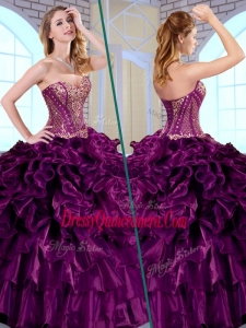 Traditional Ball Gown Sweetheart Ruffles and Appliques Quinceanera Gowns