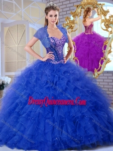 Traditional Sweetheart Blue Quinceanera Dresses with Ruffles and Appliques