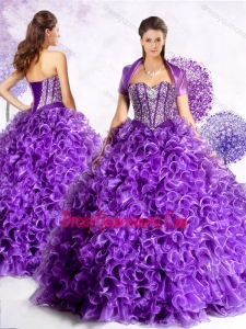 Traditional Sweetheart Quinceanera Gowns with Beading and Ruffles
