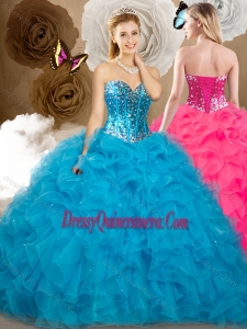 Affordable Ball Gown Sweetheart Beading and Ruffles Traditional Quinceanera Gowns