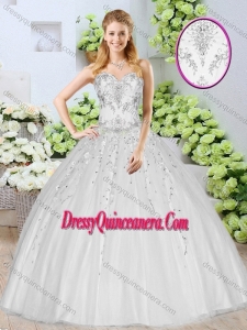 Discount Ball Gown White Quinceanera Dresses with Beading for 2016