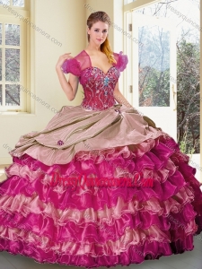 Wonderful Sweetheart Multi Color Quinceanera Gowns with Ruffled Layers