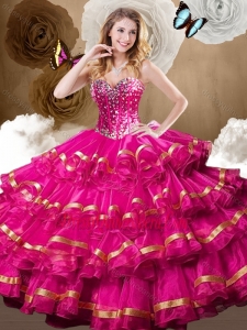 Fashionable Ball Gown Quinceanera Dresses with Beading and Ruffled Layers