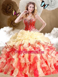 Fashionable Multi Color Sweet 16 Dresses with Beading and Ruffle