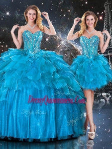 New Arrivals Detachable Sweetheart Quinceanera Skirts with Beading in Blue