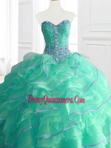 Gorgeous Sweetheart Custom Made Quinceanera Gowns in Turquois