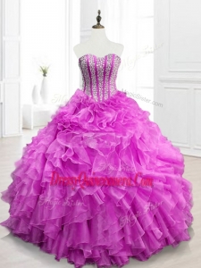 Modern Beading and Ruffles Custom Made Quinceanera Gowns for 2016