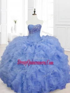 2016 New Style Blue Custom Made Quinceanera Dresses with Beading and Ruffles