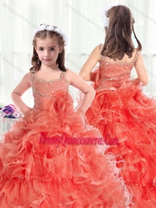 Fashionable Straps Little Girl Pageant Dresses with Beading and Ruffles