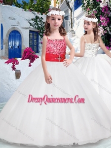 2016 Affordable Ball Gown Spaghetti Straps Little Girl Pageant Dress with Beading