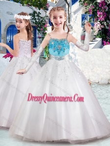 2016 Affordable Spaghetti Straps Little Girl Pageant Dress with Appliques and Bubles