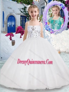 Affordable Spaghetti Straps Ball Gown Little Girl Pageant Dress with Beading