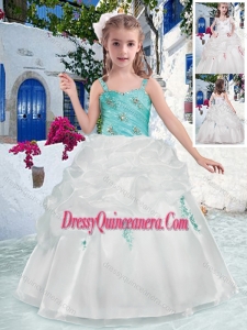 Affordable Straps Little Girl Pageant Dress with Beading and Bubles