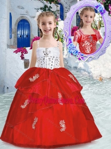 2016 Affordable Spaghetti Straps Little Girl Pageant Dress with Appliques and Beading