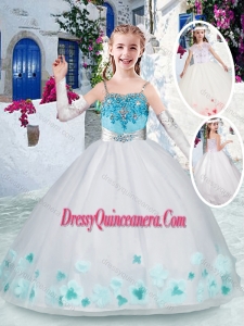 2016 Affordablel White Little Girl Pageant Dress with Appliques and Beading