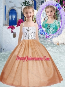 Affordable Spaghetti Straps Little Girl Pageant Dress with Beading