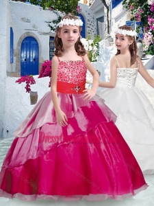 Affordable Spaghetti Straps Little Girl Pageant Dress with Beading and Ruffles
