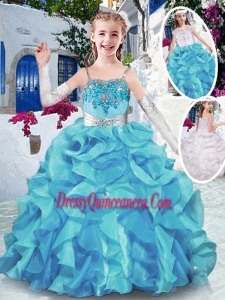 Affordable Spaghetti Straps Little Girls Pageant Dresses with Appliques and Ruffles