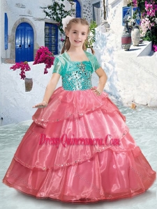 Affordable Spaghetti Straps Little Girls Pageant Dresses with Ruffles and Beading