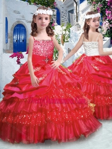 2016 Affordable Ball Gown Little Girl Pageant Dress with Ruffled Layers and Beading