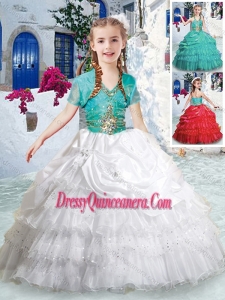 2016 Affordable Halter Top Little Girl Pageant Dress with Ruffled Layers