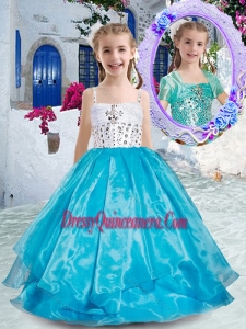 2016 Affordable Spaghetti Straps Ball Gown Little Girl Pageant Dress with Beading
