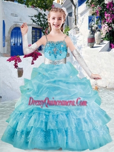 2016 Affordable Spaghetti Straps Little Girl Pageant Dress with Appliques and Bubles