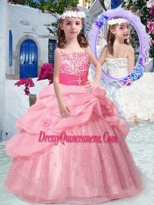 2016 Affordable Spaghetti Straps Little Girl Pageant Dress with Beading and Bubles