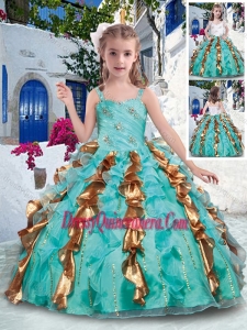 2016 Affordable Straps Little Girl Pageant Dress with Beading and Ruffles