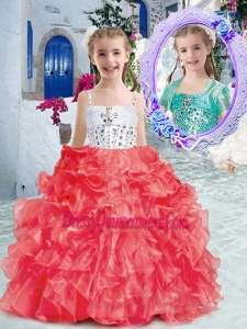 Affordable Spaghetti Straps Little Girl Pageant Dress with Beading and Ruffles