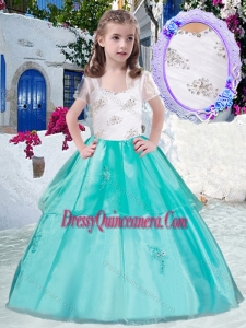 Affordable Straps Little Girl Pageant Dress with Appliques and Beading
