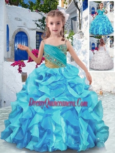 Affordablel Spaghetti Straps Little Girl Pageant Dress with Beading and Ruffles