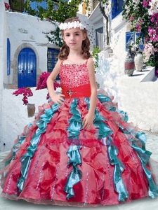 2016 Beautiful Ball Gown Spaghetti Straps Mini Quinceanera Dresses with Beading and Ruffles