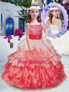 2016 Beautiful Spaghetti Straps Mini Quinceanera Dresses with Beading and Ruffled Layers